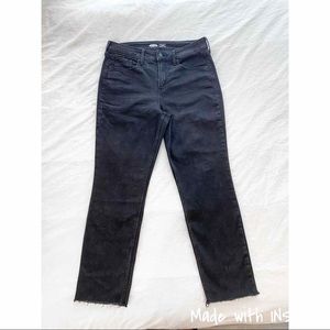 High Rise Power Slim Straight Black Jeans